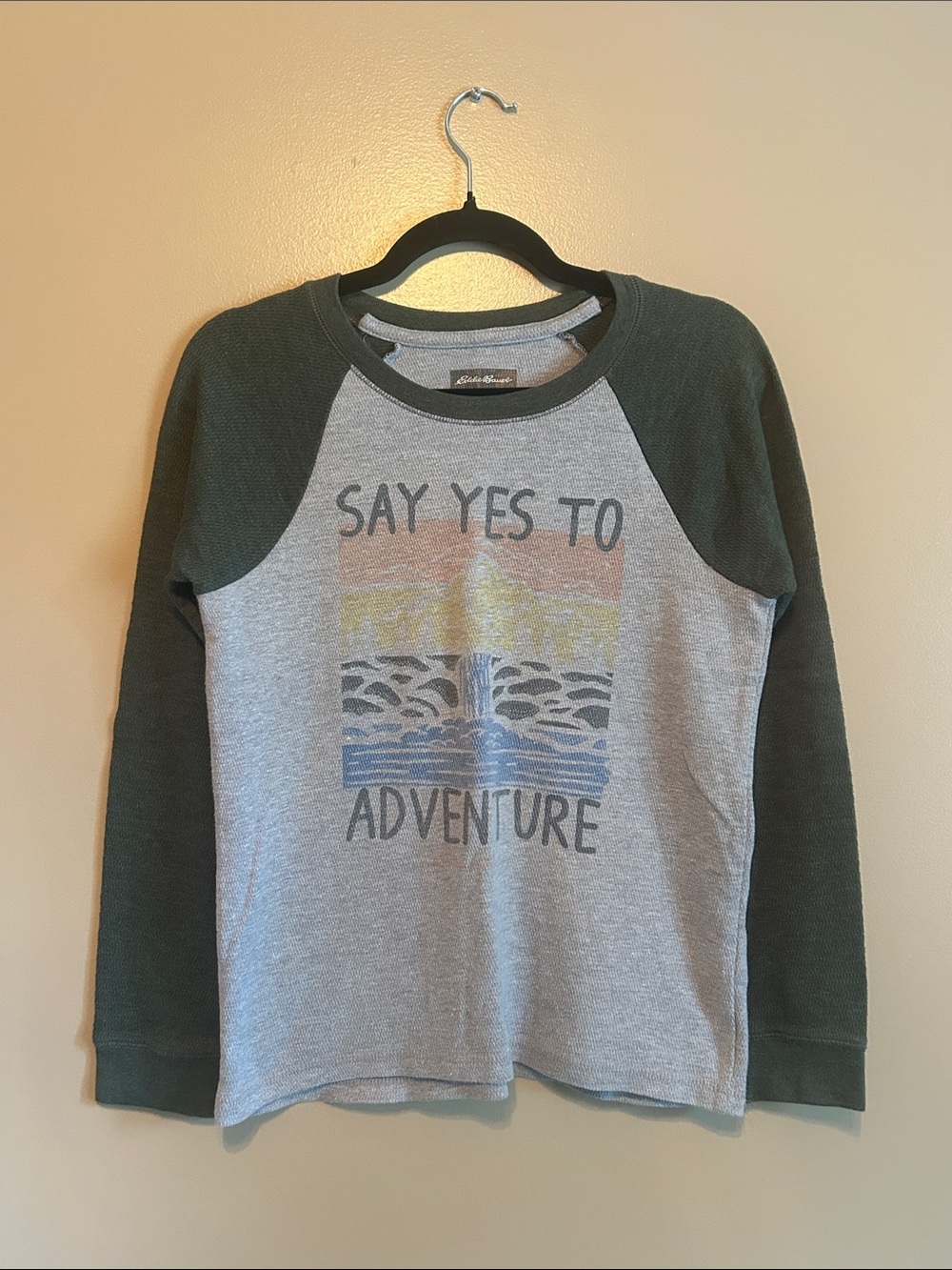 Eddie Bauer Kids Gray & Dark Green Long-Sleeve Shirt - Large (14)